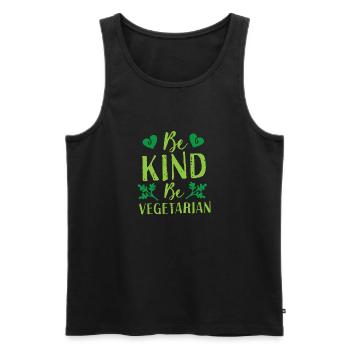 Sei nett, sei vegetarisch! - Männer Premium Bio Tank Top - Schwarz - Vorne - AI Model Male 178 light (178cm)