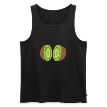 kiwi splitting open 2 pieces of kiwi fruit - Men's Premium Organic Tank Top - black - Front - AI Model Male 178 light (178cm)