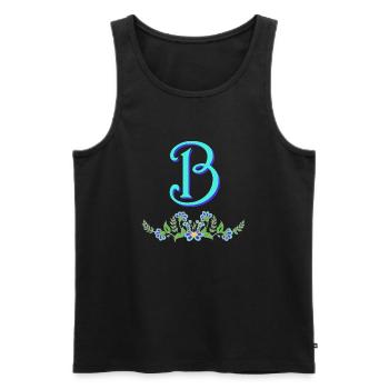 flower blue b - Men's Premium Organic Tank Top - black - Front - AI Model Male 178 light (178cm)