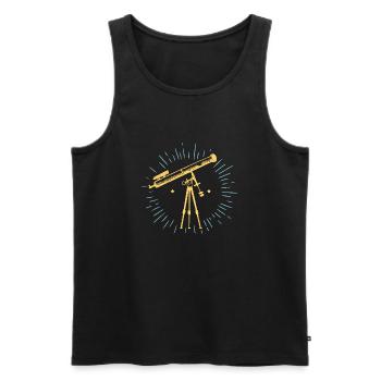 Telescope Retro Astronomy Gift Idea - Men's Premium Organic Tank Top - black - Front - AI Model Male 178 light (178cm)