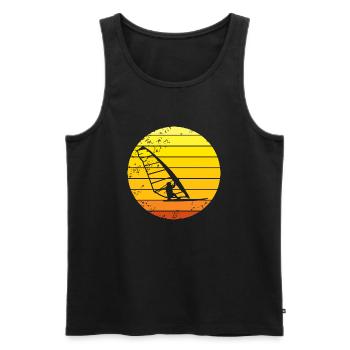 Windsurfer Retro Sonnenuntergang - Männer Premium Bio Tank Top - Schwarz - Vorne - AI Model Male 178 light (178cm)