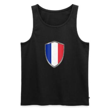 shield French flag France - Men's Premium Organic Tank Top - black - Front - AI Model Male 178 light (178cm)