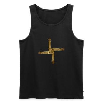 Idée de cadeau de symboles celtiques de St. Brigid Cross - Débardeur bio Premium Homme - noir - Devant - Michal (187cm)