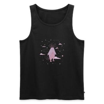 Lila Pinguin zwischen Sternen - Männer Premium Bio Tank Top - Schwarz - Vorne - AI Model Male 178 light (178cm)