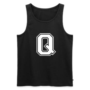 q - Männer Premium Bio Tank Top - Schwarz - Vorne - AI Model Male 178 light (178cm)