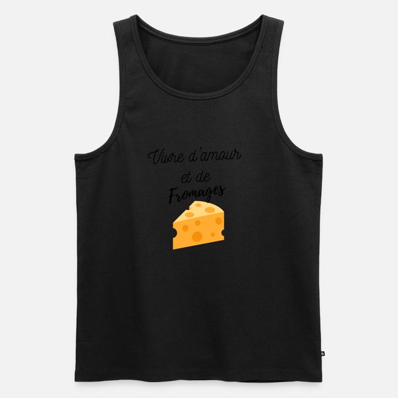 Mit Liebe und Käse leben - Männer Premium Bio Tank Top - Schwarz