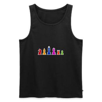 Pièces d'échecs Idée cadeau de joueurs d'échecs colorés - Débardeur bio Premium Homme - noir - Devant - Michal (187cm)