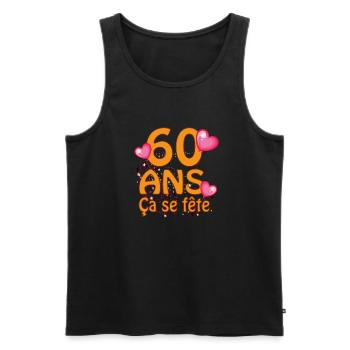 60 ans - Débardeur bio Premium Homme - noir - Devant - Michal (187cm)