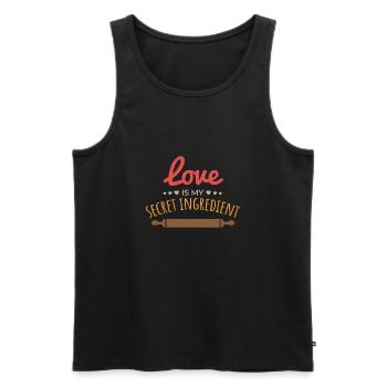 Cooking Love est mon idée-cadeau secrète - Débardeur bio Premium Homme - noir - Devant - Michal (187cm)