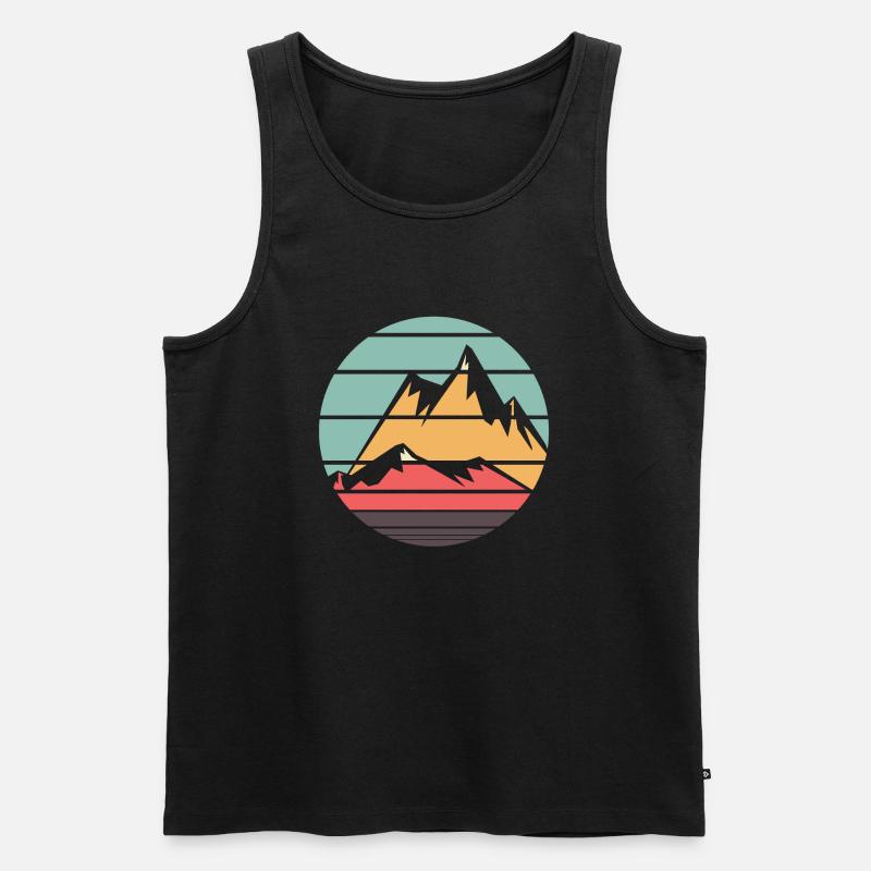 Retro Berge - Männer Premium Bio Tank Top - Schwarz