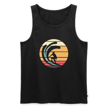 Retro surfer - Men's Premium Organic Tank Top - black - Front - AI Model Male 178 light (178cm)