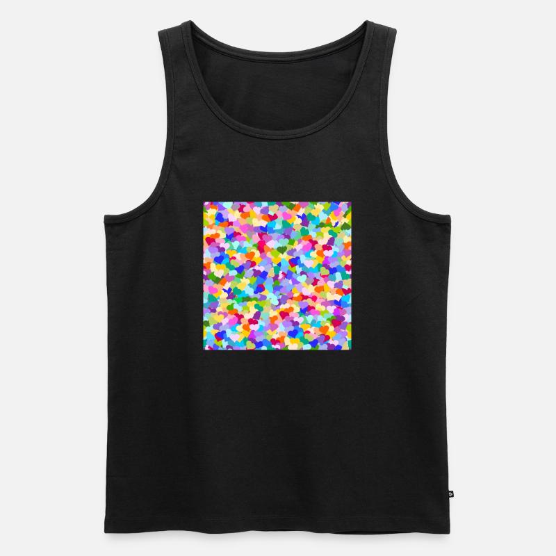 Konfetti Regenbogenherzen Muster - Männer Premium Bio Tank Top - Schwarz