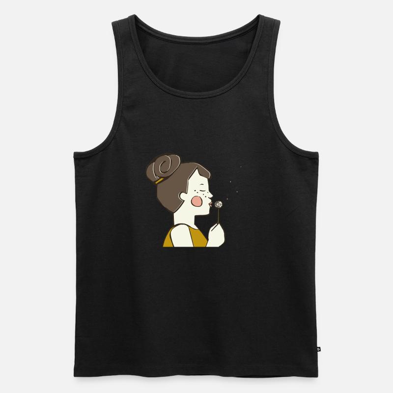 Pusteblume Mädchen farbig - Männer Premium Bio Tank Top - Schwarz