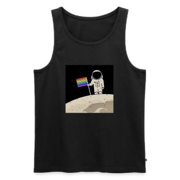 Astronaute avec drapeau gay - Débardeur bio Premium Homme - noir - Devant - AI Model Male 178 light (178cm)
