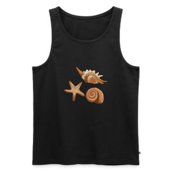 Muscheln und Seesterne - Männer Premium Bio Tank Top - Schwarz - Vorne - Michal (187cm)