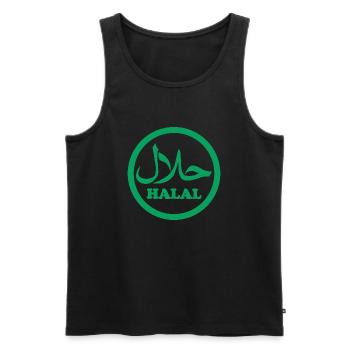 Halal wallah - Men's Premium Organic Tank Top - black - Front - AI Model Male 178 light (178cm)