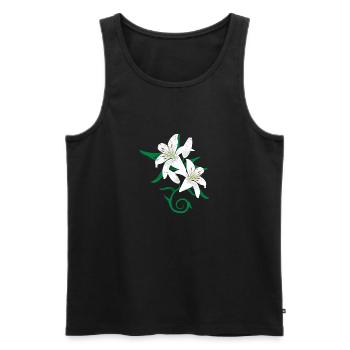 Lilienblüten Tattoo Geschenkidee - Männer Premium Bio Tank Top - Schwarz - Vorne - Michal (187cm)