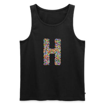 H - Men's Premium Organic Tank Top - black - Front - AI Model Male 178 light (178cm)