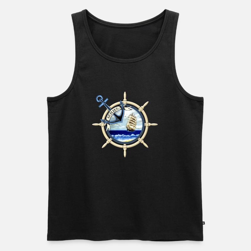 Segelschiff - Männer Premium Bio Tank Top - Schwarz