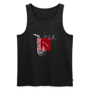 Jazz Saxo 1 - Männer Premium Bio Tank Top - Schwarz - Vorne - AI Model Male 178 light (178cm)