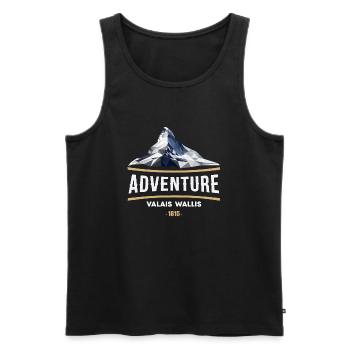 Wallis T-Shirt Wallis 1815, Matterhorn, Matterhorn - Männer Premium Bio Tank Top - Schwarz - Vorne - AI Model Male 178 light (178cm)