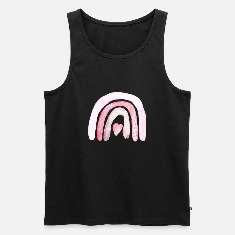 Regenbogen Rosa Herzchen - Männer Premium Bio Tank Top - Schwarz
