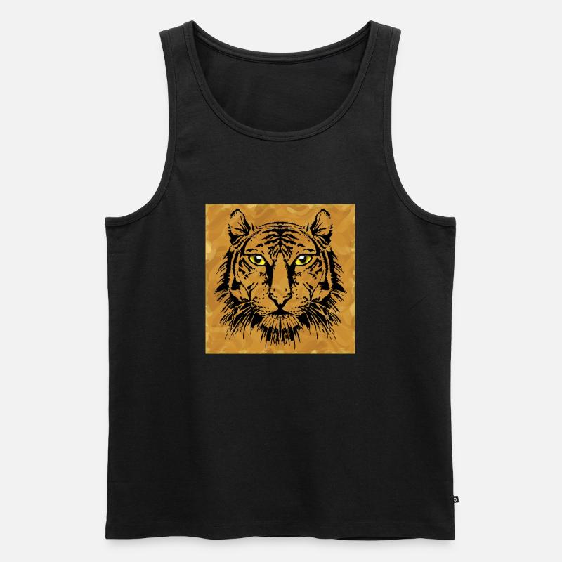 Tiger - Männer Premium Bio Tank Top - Schwarz