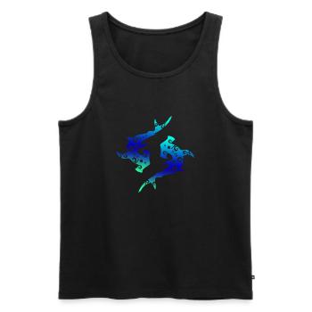 Maori hammerhead shark tribal tattoo gift idea - Men's Premium Organic Tank Top - black - Front - AI Model Male 178 light (178cm)