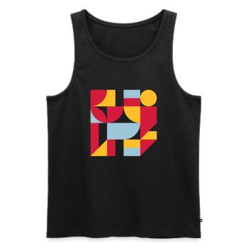 Colorful abstract geometric bauhaus background - Männer Premium Bio Tank Top - Schwarz - Vorne - AI Model Male 178 light (178cm)