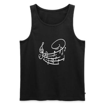 Musiknoten weiss mit Notenschlüssel - Männer Premium Bio Tank Top - Schwarz - Vorne - AI Model Male 178 light (178cm)