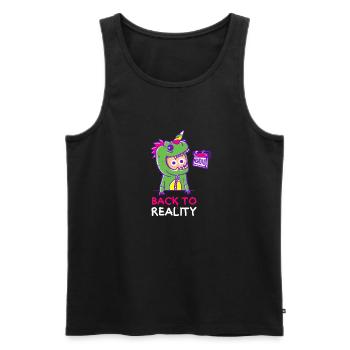 BACK TO REALITY - Débardeur bio Premium Homme - noir - Devant - Michal (187cm)