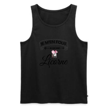 Je M'en Fous, Je Suis Une Licorne - Débardeur bio Premium Homme - noir - Devant - AI Model Male 178 light (178cm)