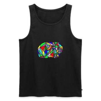 arc en ciel de cochon dinde polygone - Débardeur bio Premium Homme - noir - Devant - Michal (187cm)