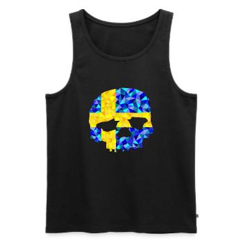 Skull Sweden in low poly diamond style - Men's Premium Organic Tank Top - black - Front - Michal (187cm)