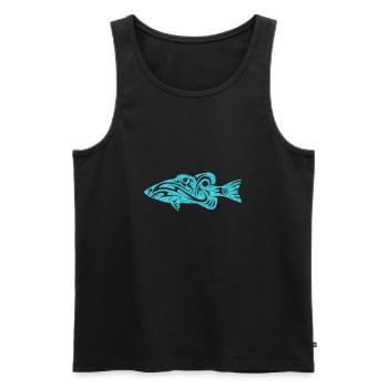 Cadeau de tatouage tribal polynésien poisson maori - Débardeur bio Premium Homme - noir - Devant - AI Model Male 178 light (178cm)