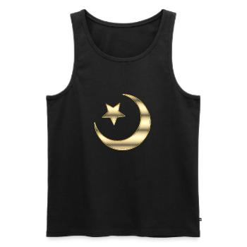 Islam: le croissant de lune et l'étoile - plaqué or - Débardeur bio Premium Homme - noir - Devant - AI Model Male 178 light (178cm)