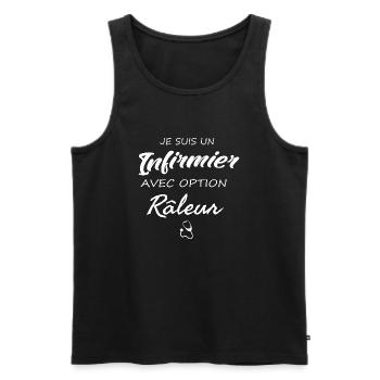 Je suis un infirmier avec option râleur - Débardeur bio Premium Homme - noir - Devant - AI Model Male 178 light (178cm)