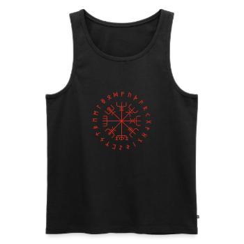 Vegvisir Runenkreis - Männer Premium Bio Tank Top - Schwarz - Vorne - AI Model Male 178 light (178cm)