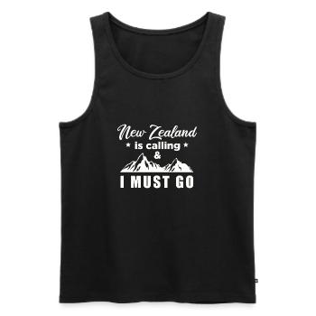 New Zealand is calling and I must go Geschenkidee - Männer Premium Bio Tank Top - Schwarz - Vorne - Michal (187cm)