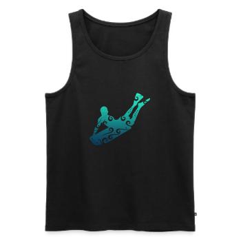 Tatouage tribal polynésien de surfeur de bodyboard maori - Débardeur bio Premium Homme - noir - Devant - AI Model Male 178 light (178cm)