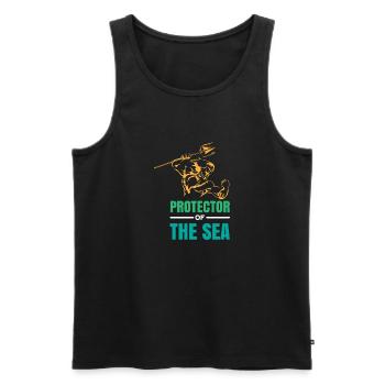 Poseidon Protector of the Sea Diver Gift Idea - Men's Premium Organic Tank Top - black - Front - AI Model Male 178 light (178cm)