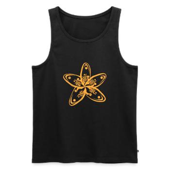 Hawaii-Blume Plumeria Orange Tribal Geschenk - Männer Premium Bio Tank Top - Schwarz - Vorne - AI Model Male 178 light (178cm)