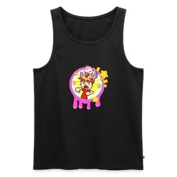 Flamingo Schleim Cartoon - Männer Premium Bio Tank Top - Schwarz - Vorne - AI Model Male 178 light (178cm)