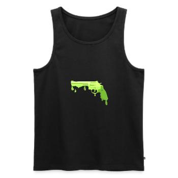 DripDrop revolver - Men's Premium Organic Tank Top - black - Front - AI Model Male 178 light (178cm)