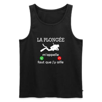 la plongée m'appelle - cadeau humour plongeur - Débardeur bio Premium Homme - noir - Devant - Michal (187cm)