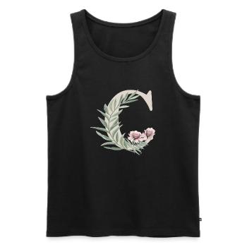 Lettre C avec des fleurs - Débardeur bio Premium Homme - noir - Devant - AI Model Male 178 light (178cm)