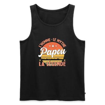 Papou L'homme Le Mythe La Légende Cadeau Papou - Débardeur bio Premium Homme - noir - Devant - Michal (187cm)