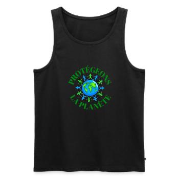 logo protect the planet - Men's Premium Organic Tank Top - black - Front - AI Model Male 178 light (178cm)