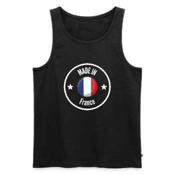 MADE IN FRANCE White - Débardeur bio Premium Homme - noir - Devant - AI Model Male 178 light (178cm)