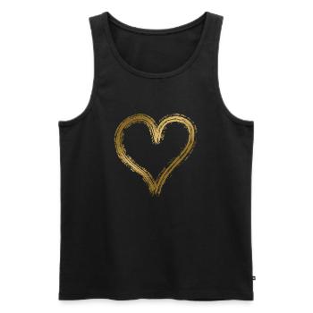 Herz gold - Männer Premium Bio Tank Top - Schwarz - Vorne - Michal (187cm)
